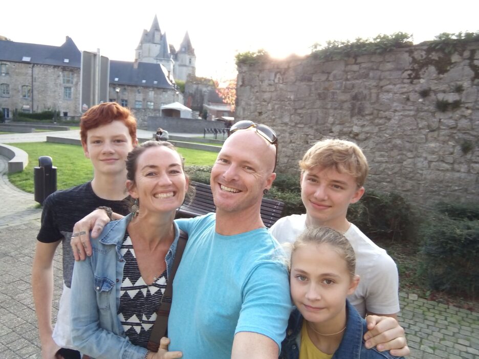 The family took a break from their sightseeing to talk about how does homeschooling work
