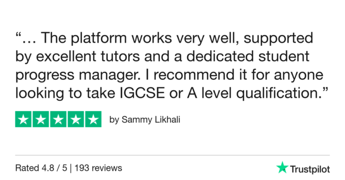 A review left by a Wolsey Hall student on Trustpilot